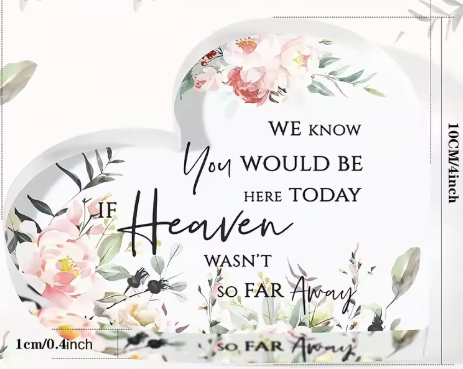 Acrylic Heart Keepsake Urn – “If Heaven Wasn’t So Far Away” Floral Design
