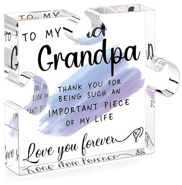 Acrylic Puzzle Piece Keepsake – “To My Grandpa”