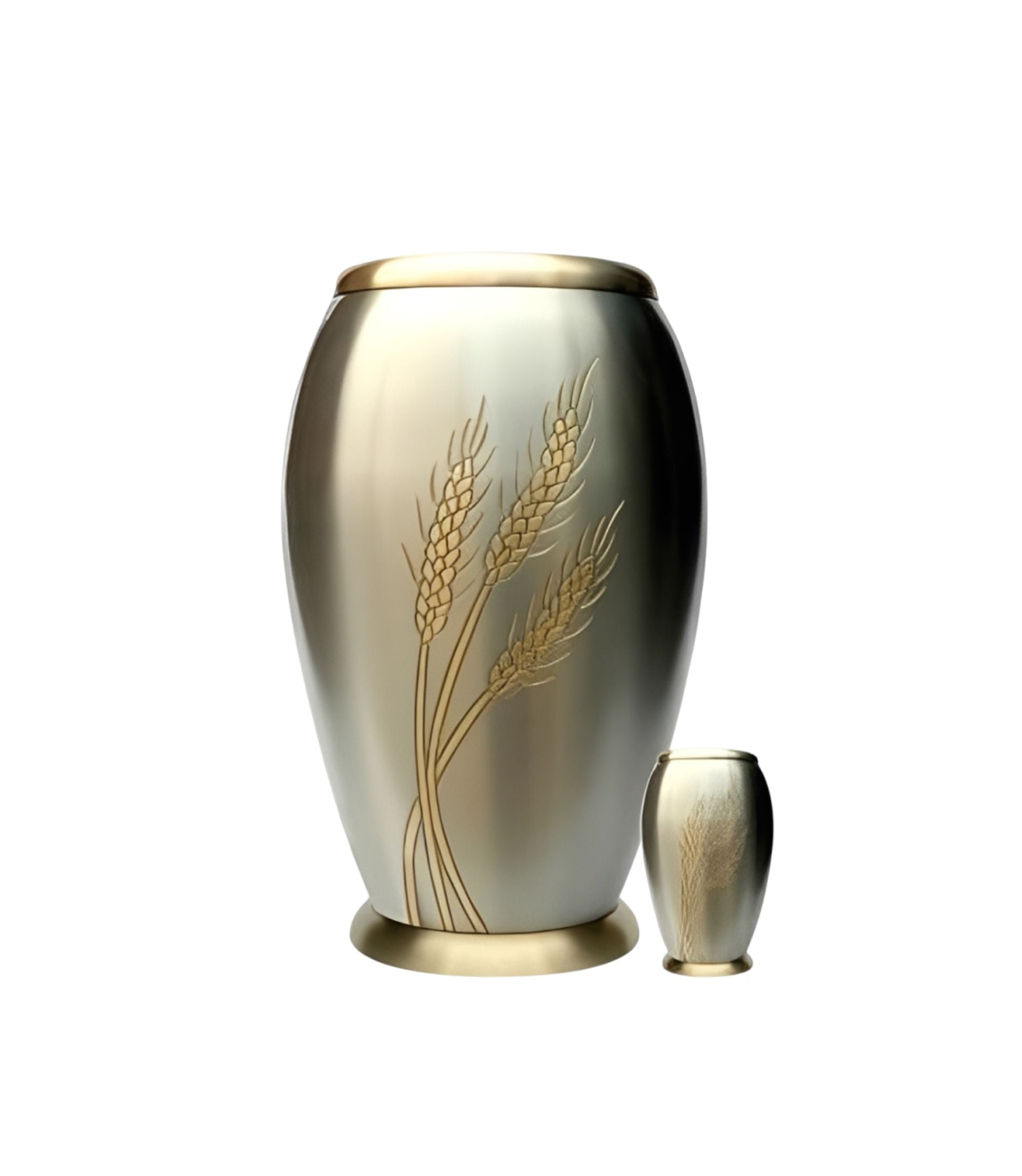 Brass Cremation Urn – Wheat Harvest Design