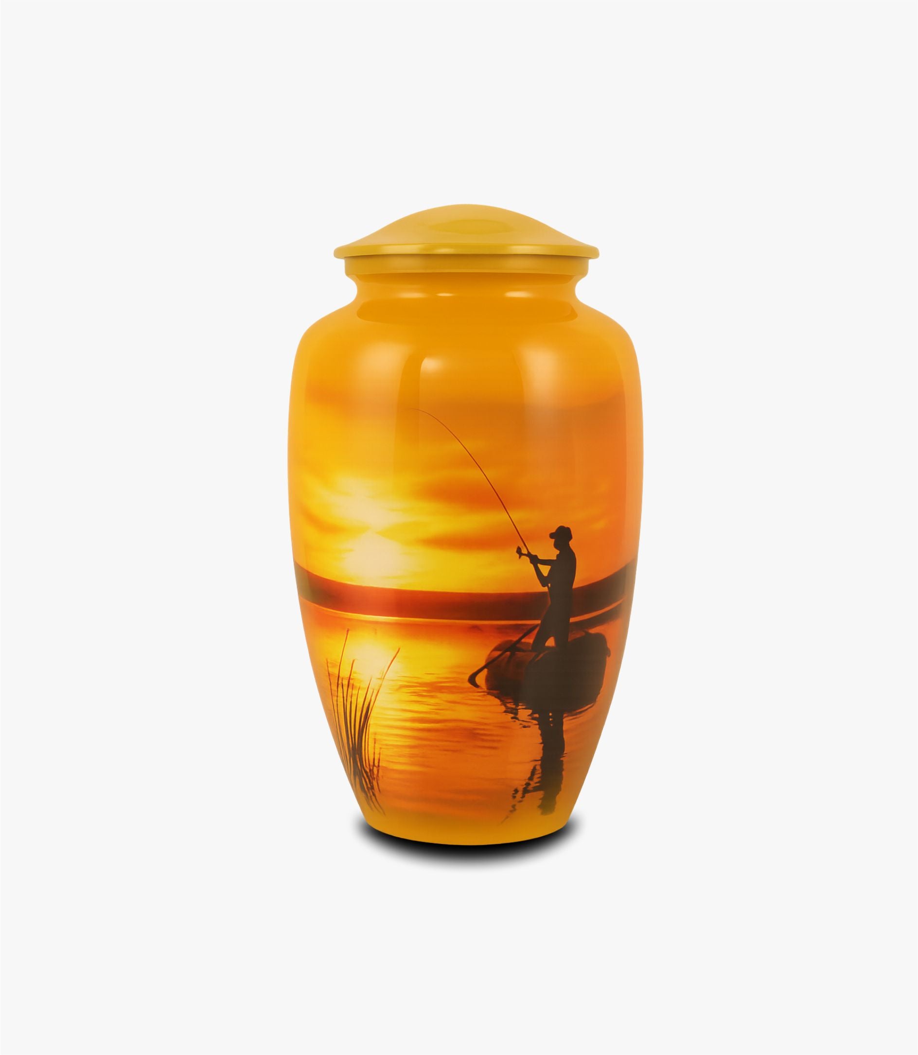 Aluminium Cremation Urn – Golden Sunset Fishing