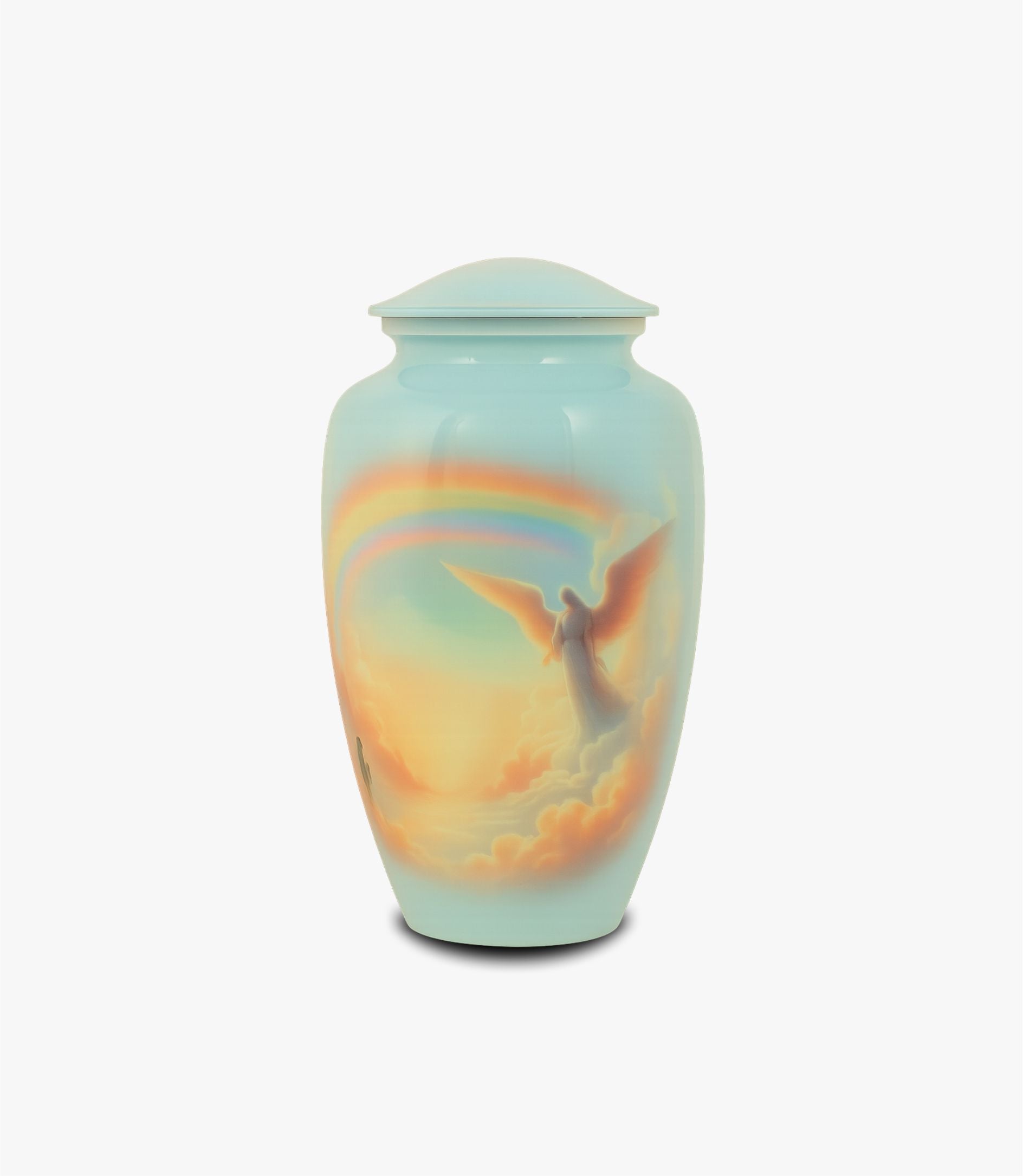Handcrafted Ceramic Cremation Urn – Angel & Rainbow Heaven Design