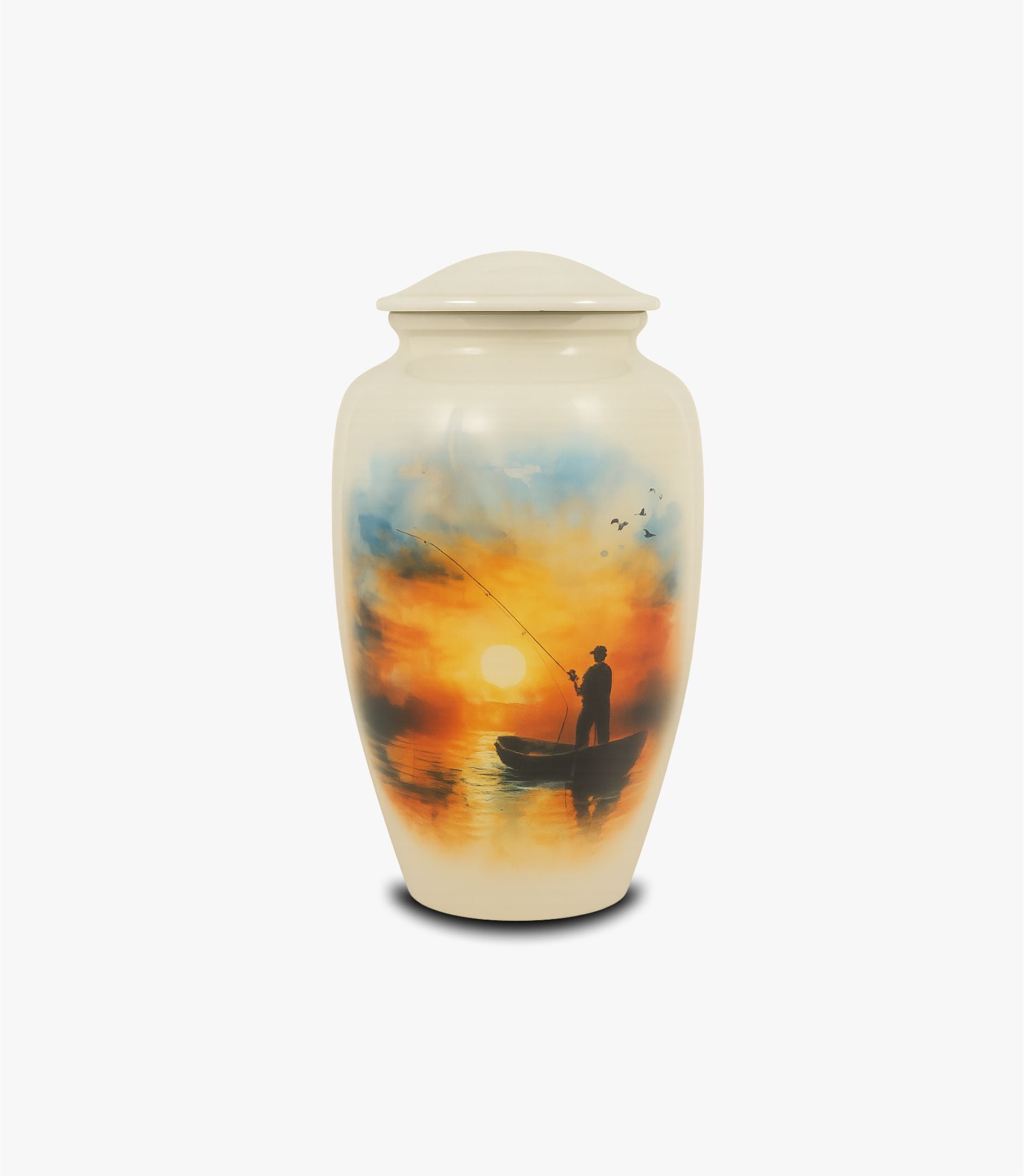 Aluminium Cremation Urn – Sunset Fishing Reflection