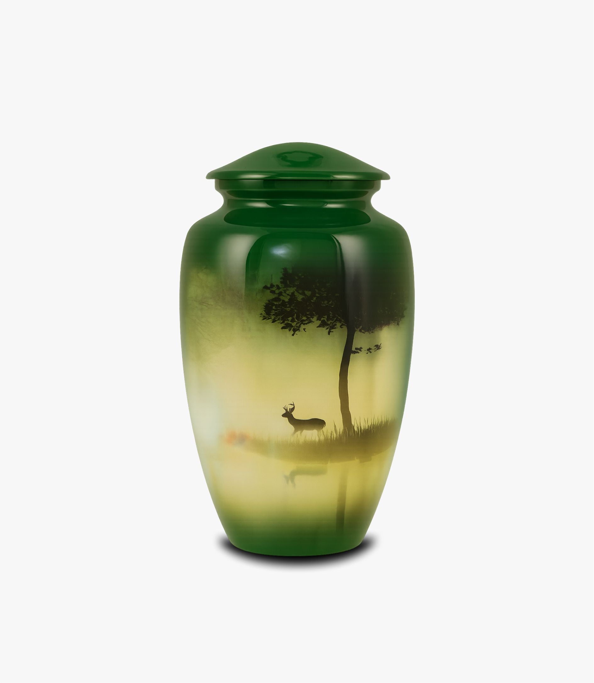 Aluminium Cremation Urn – Woodland Deer at Sunset