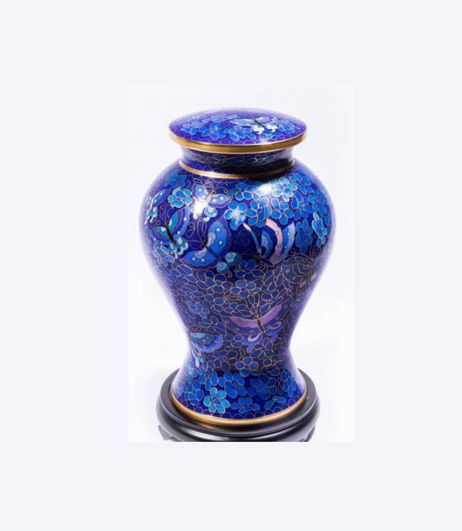 Blue Cloisonné Cremation Urn with Dragonfly Design – Full-Size, Keepsake, and Heart