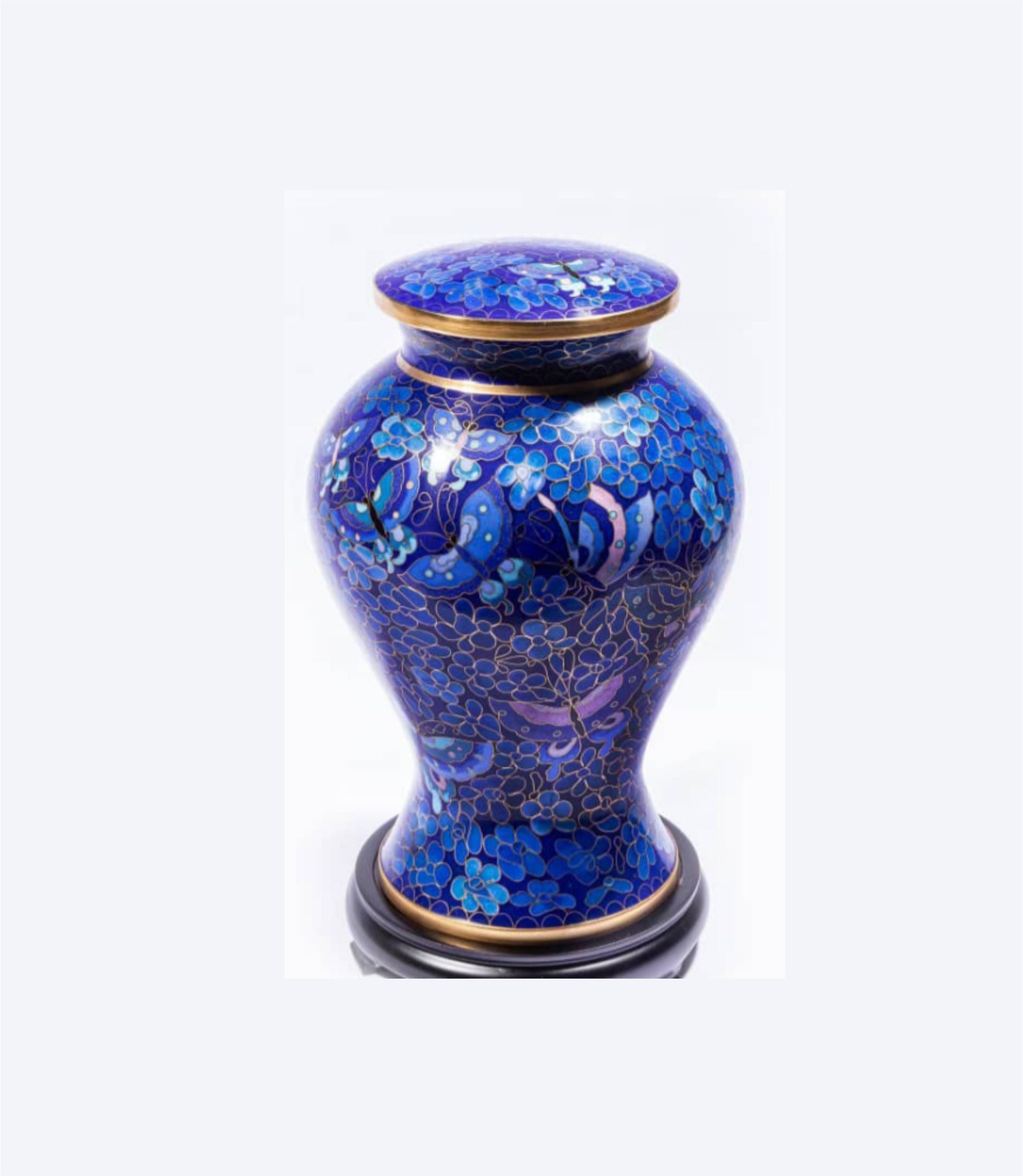 Blue Cloisonné Cremation Urn with Dragonfly Design – Full-Size, Keepsake, and Heart